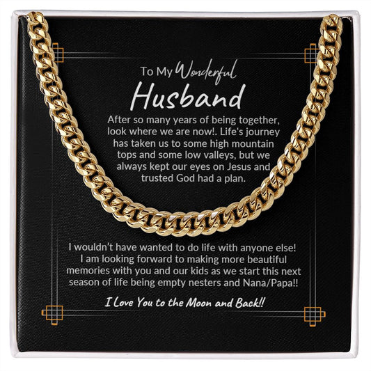 To My Wonderful Husband | Cuban Link Chain | Christian message celebrates starting of a new season in life