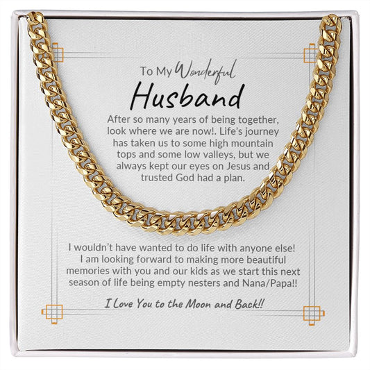 To My Wonderful Husband | Cuban Link Chain | Christian message celebrates starting of a new season in life