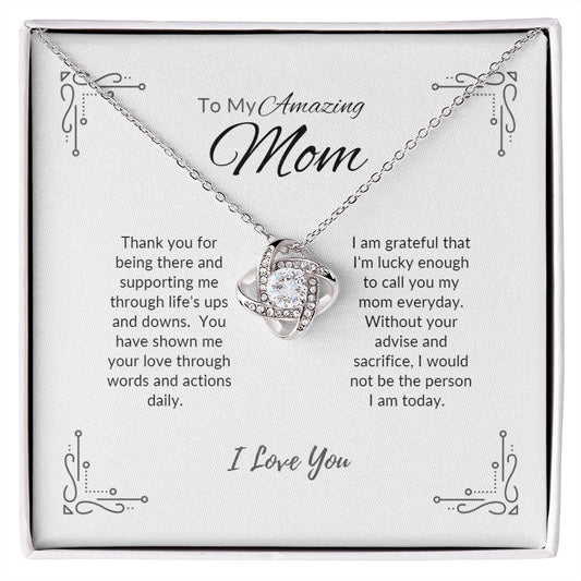 To My Amazing Mom | Love Knot Necklace | White and Yellow Gold Variants