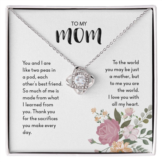 To My Mom | I Love You With All My Heart | Love Knot Necklace