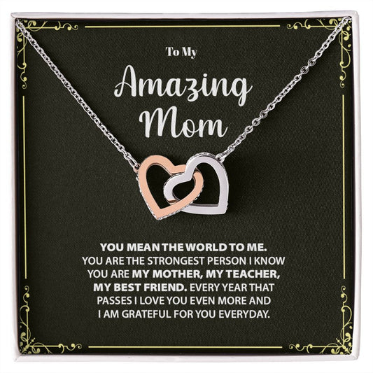 To My Amazing Mom | Interlocking Hearts necklace | You Mean The World To Me